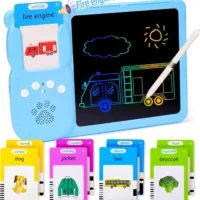 Jeu Éducatif Montessori 2-en-1 : Cartes Parlantes + Ardoise LCD