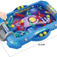Mini machine de flipper Space Marbles avec thème spatial coloré, vue de face complète.