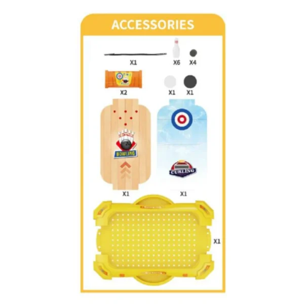 Plateau de jeu avec balles et palets visibles